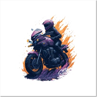 Extreme motor biker Posters and Art